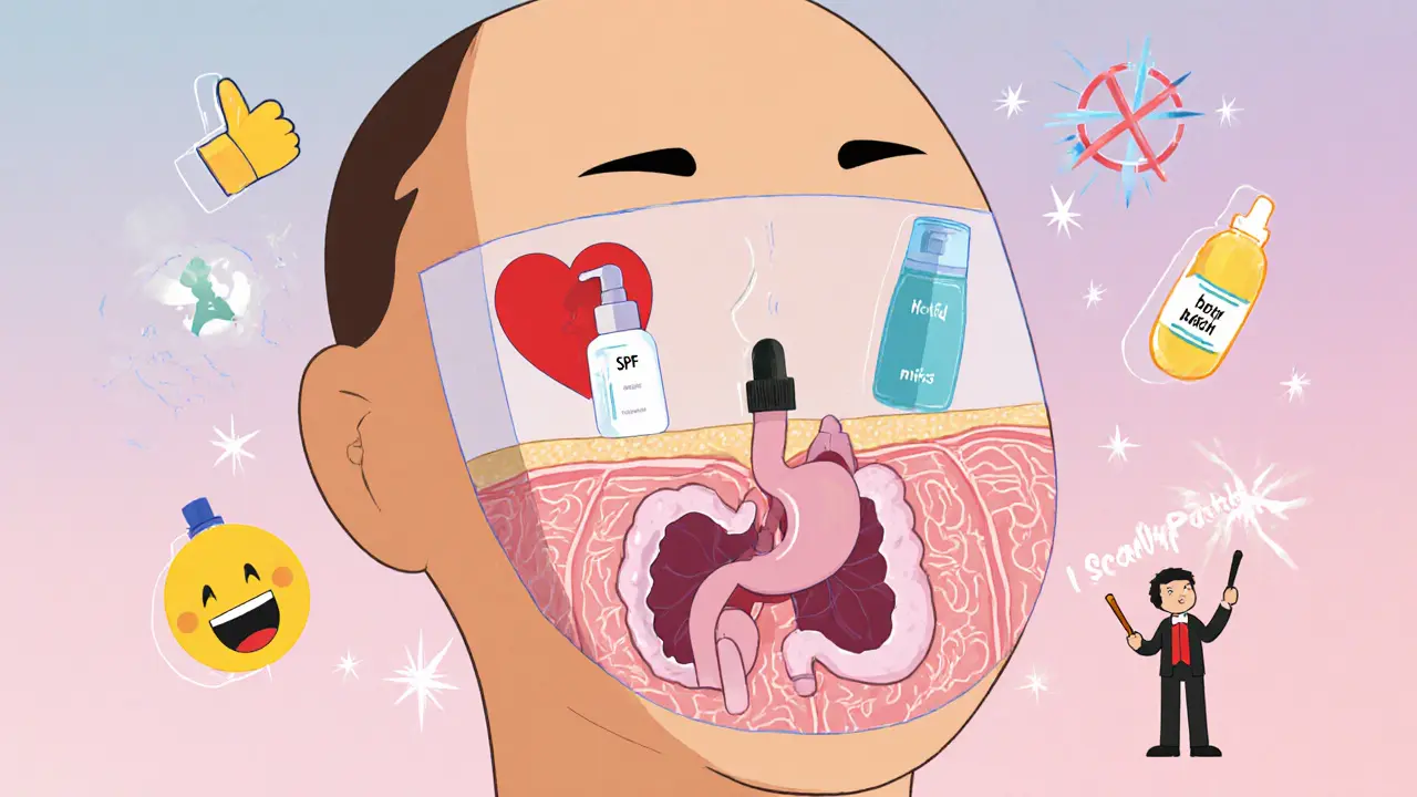 Прозрачная кожа с внутренними органами, превращенными в средства ухода, под управлением маленького дирижера.