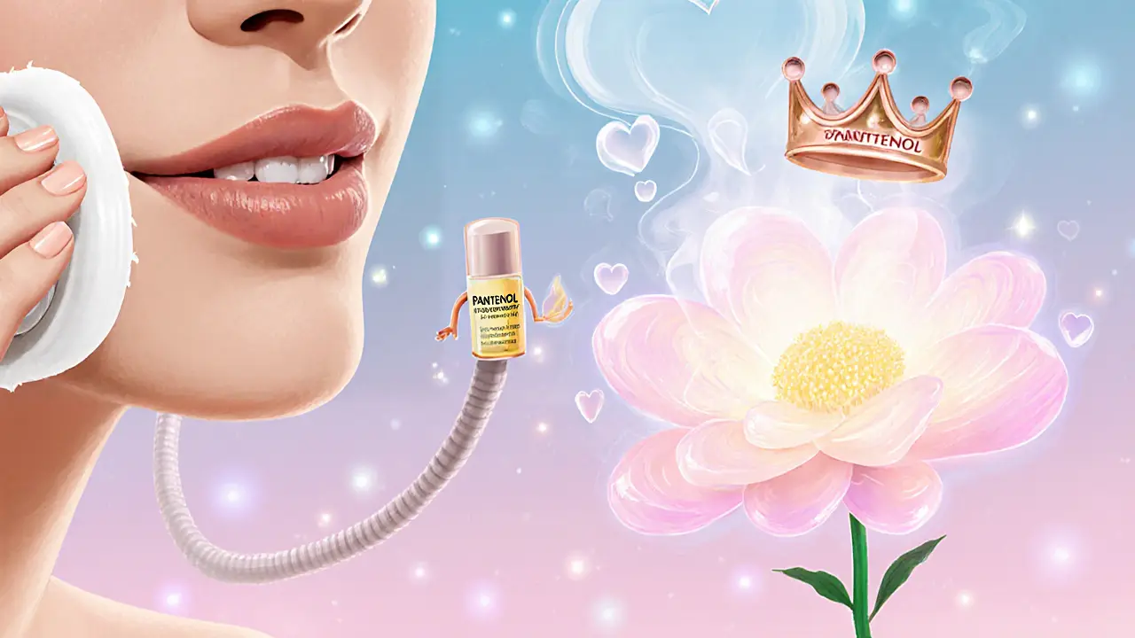 После снятия помады губы превращаются в цветок с каплями увлажнения.