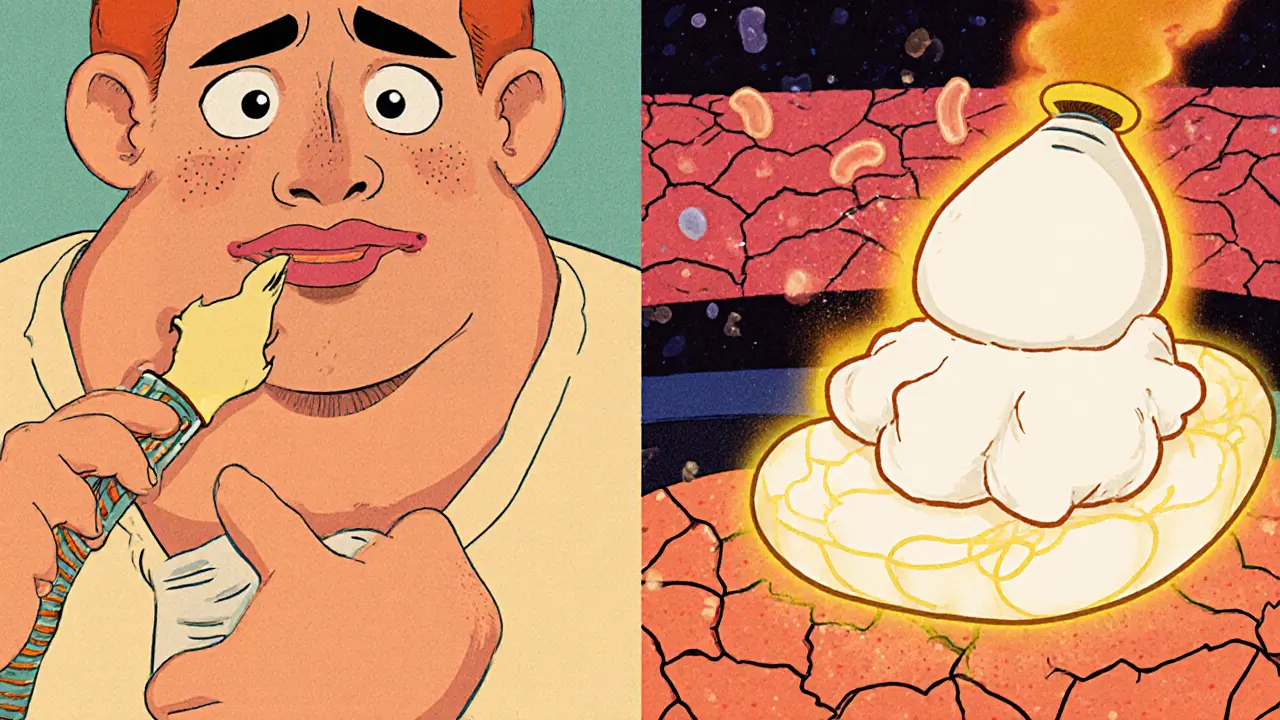 Сравнение: раздраженные губы с бальзамом, который не держится, и губы под волшебной повязкой.