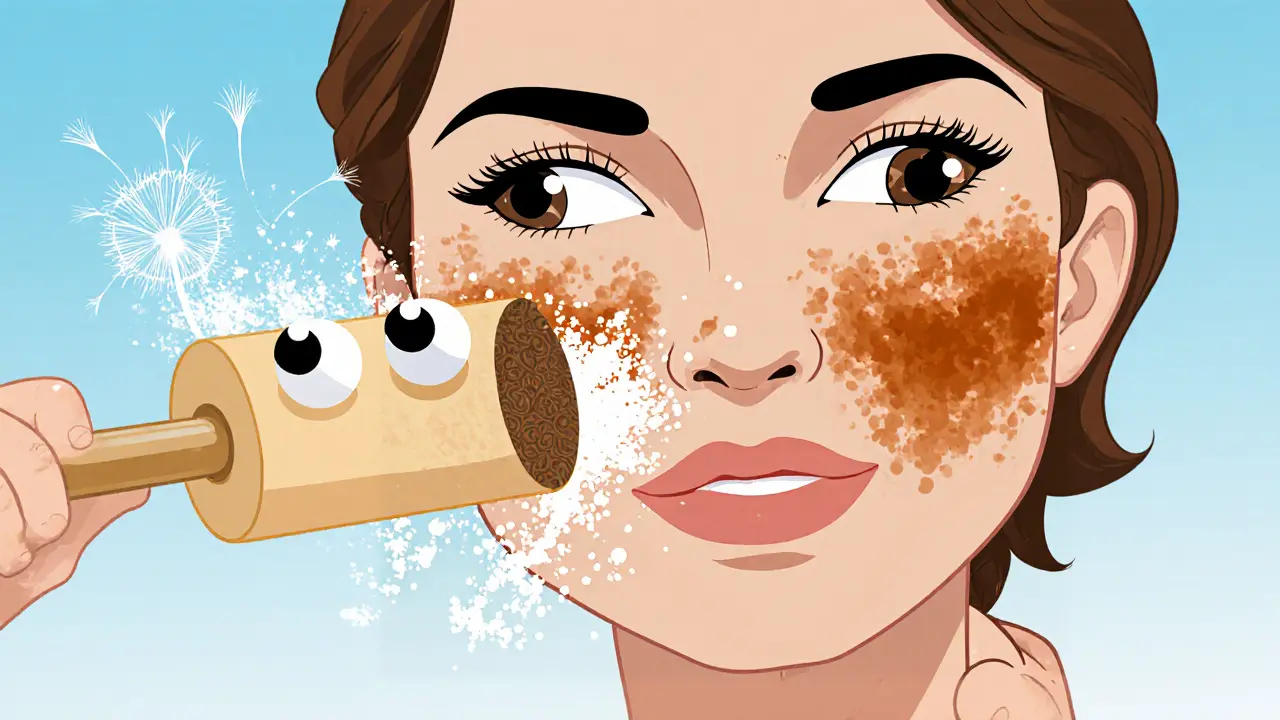 Слишком тёмный бронзер смягчается спонжем до естественного оттенка.