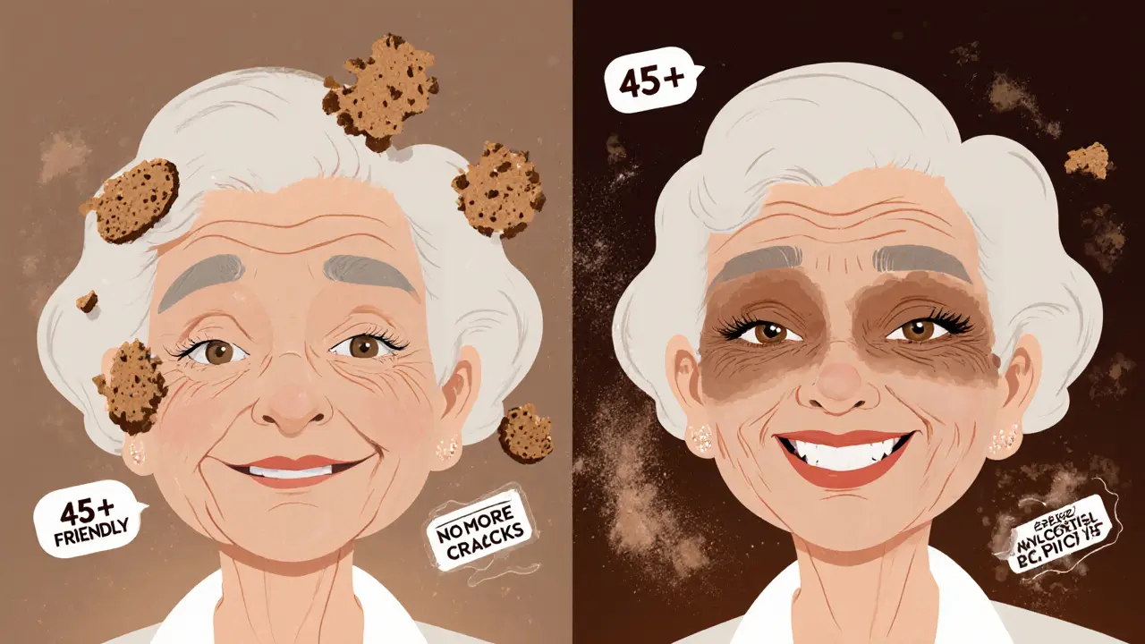 Сравнение: сухие тени подчеркивают морщины vs кремовые тени сглаживают их в мультяшном стиле.