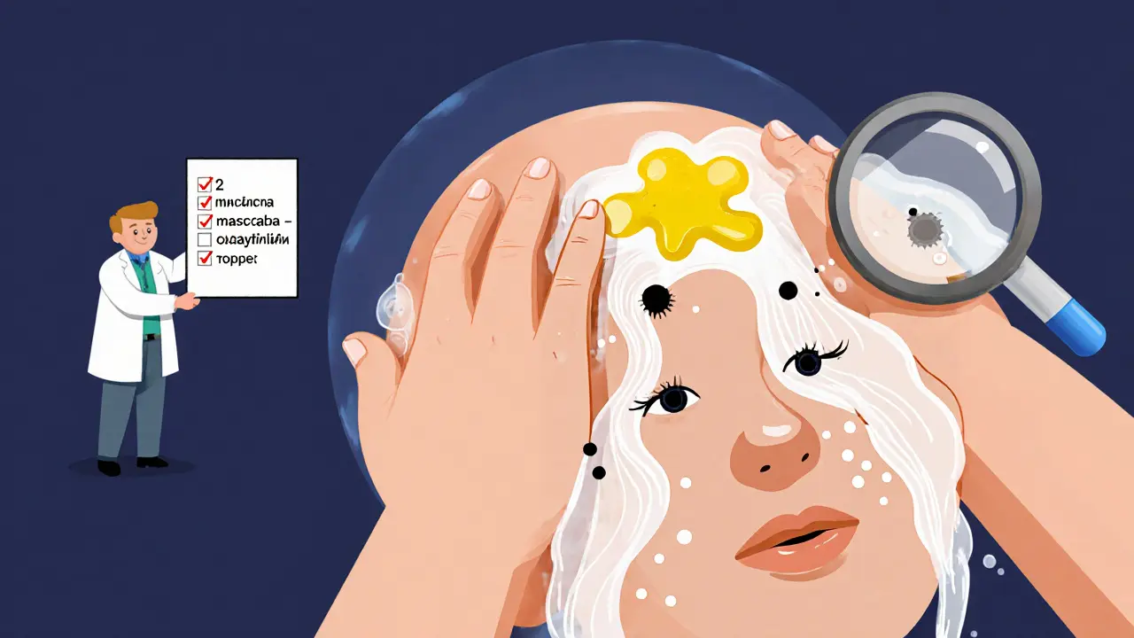 Руки массируют лицо маслом, которое превращается в молочный раствор под теплой водой.