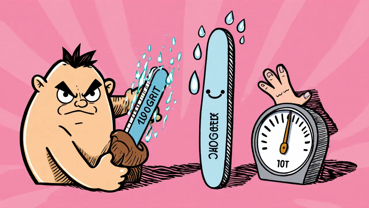 Две пилки для ногтей: грубая и сломанная против мягкой и умной, рядом кухонные весы с цифрой 180.