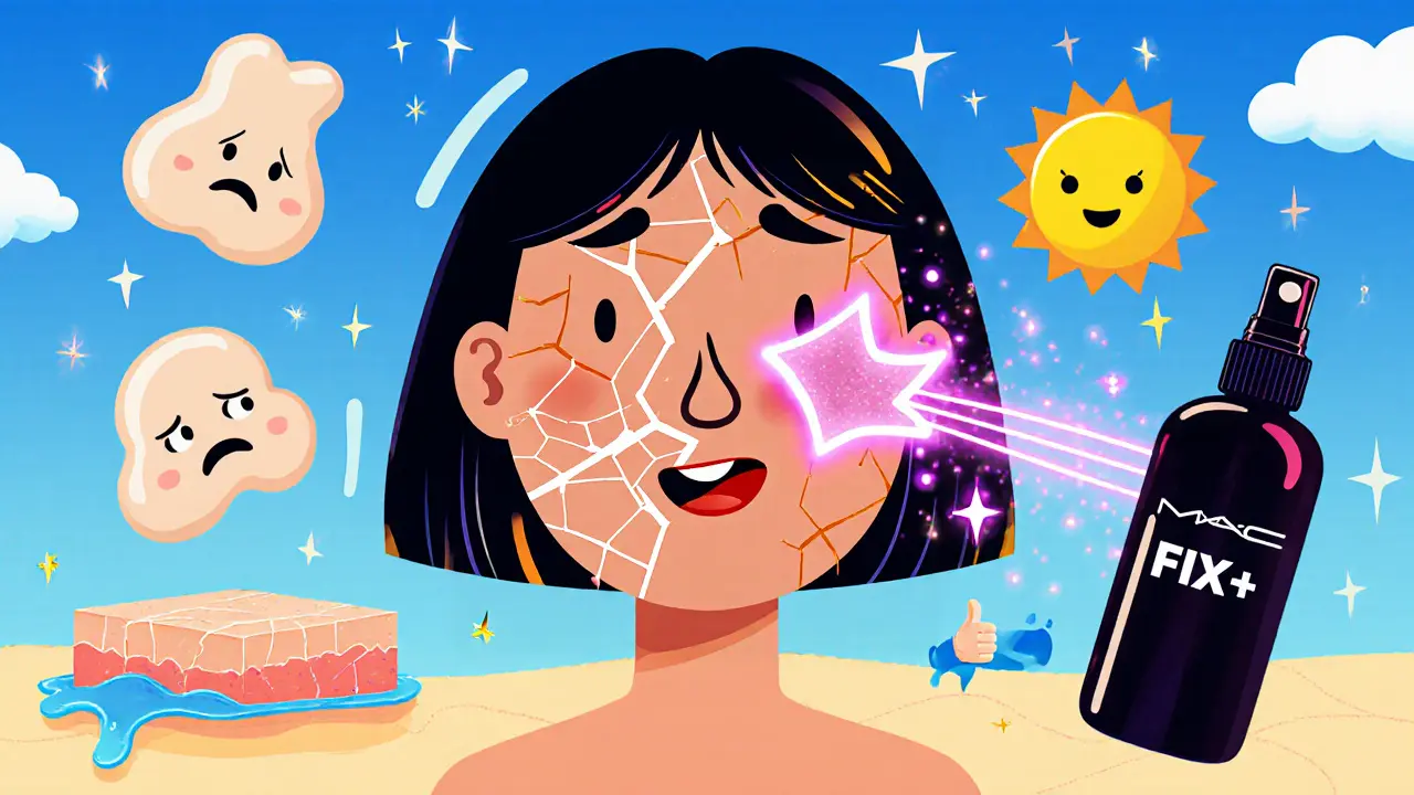 Спрей фиксатор зашивает скатывание на лице, а неудачные продукты падают с грустными лицами.