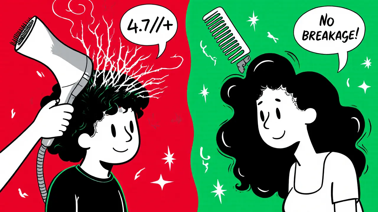 Сравнение: металлическая расческа повреждает волосы, силиконовая — придает объем и здоровый вид.