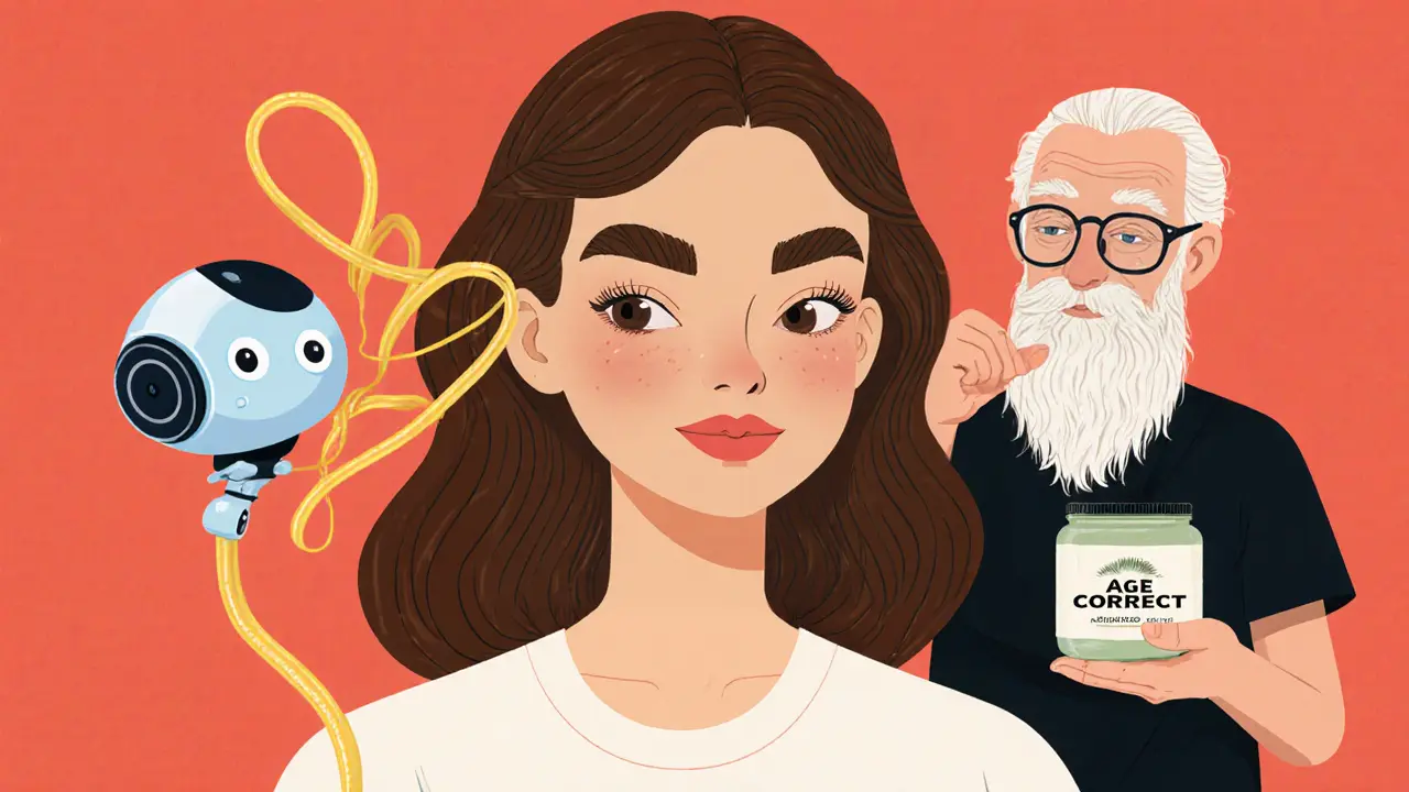 Брови с плавным переходом от темного к светлому, с роботом-анализатором, запутавшимся в волосах, и мастером с хной.