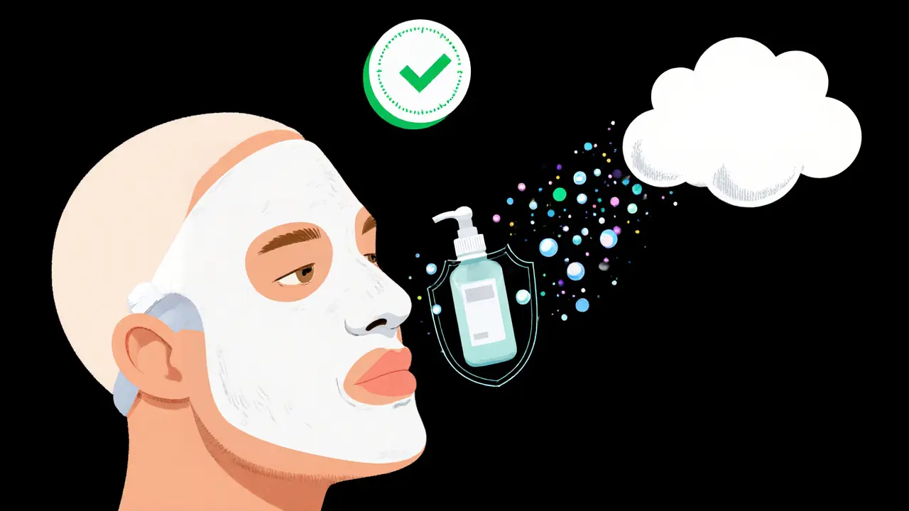 Плавное снятие пленкообразующей маски с защитной пленкой на коже.