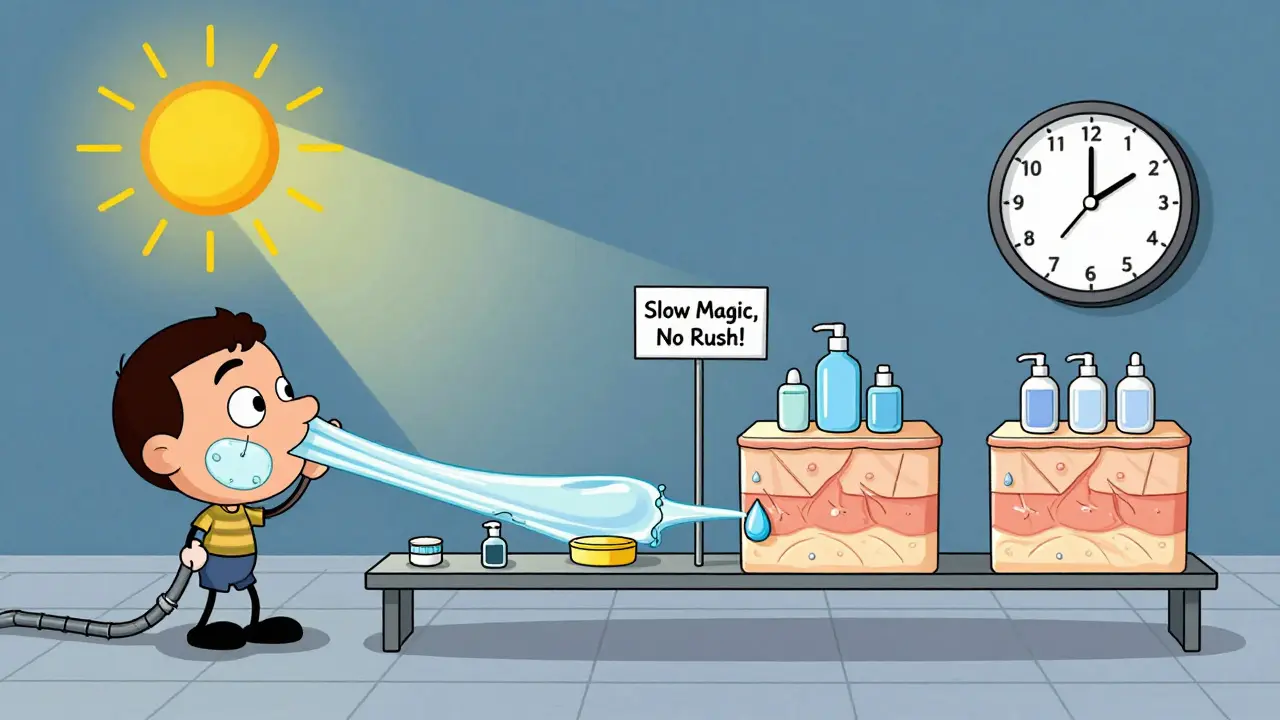 Утренний уход: сыворотка ниацинамида проникает в кожу, запуская производство церамидов, а время сокращает морщины.