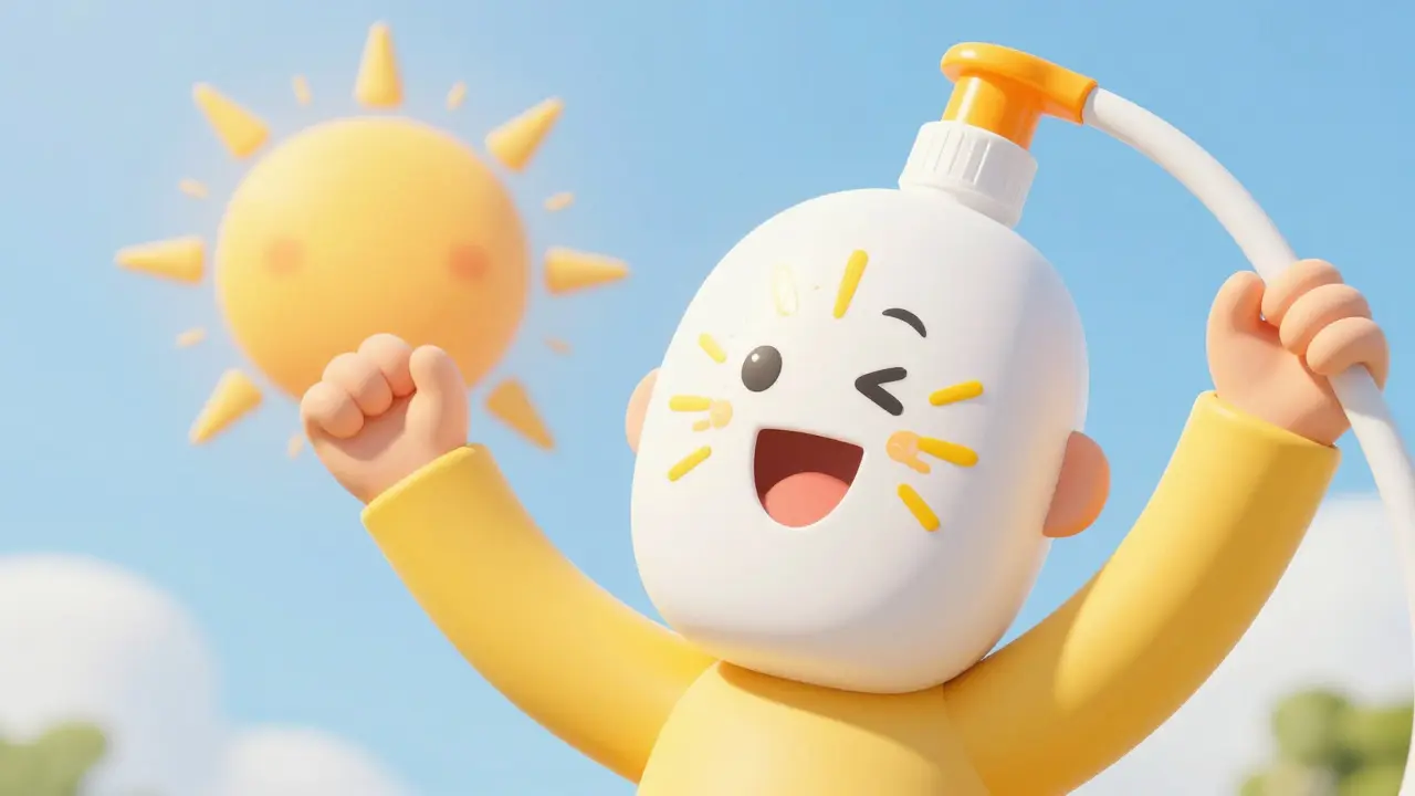 Человек наносит минеральный солнцезащитный крем под солнцем