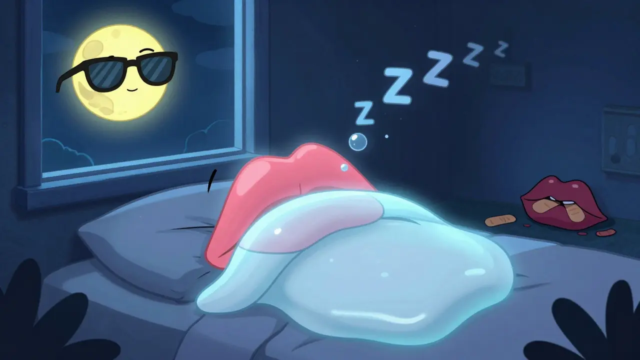 Ночью губы покрыты блестящим слоем вазелина, как одеяло, а рядом — солнце в солнцезащитных очках.