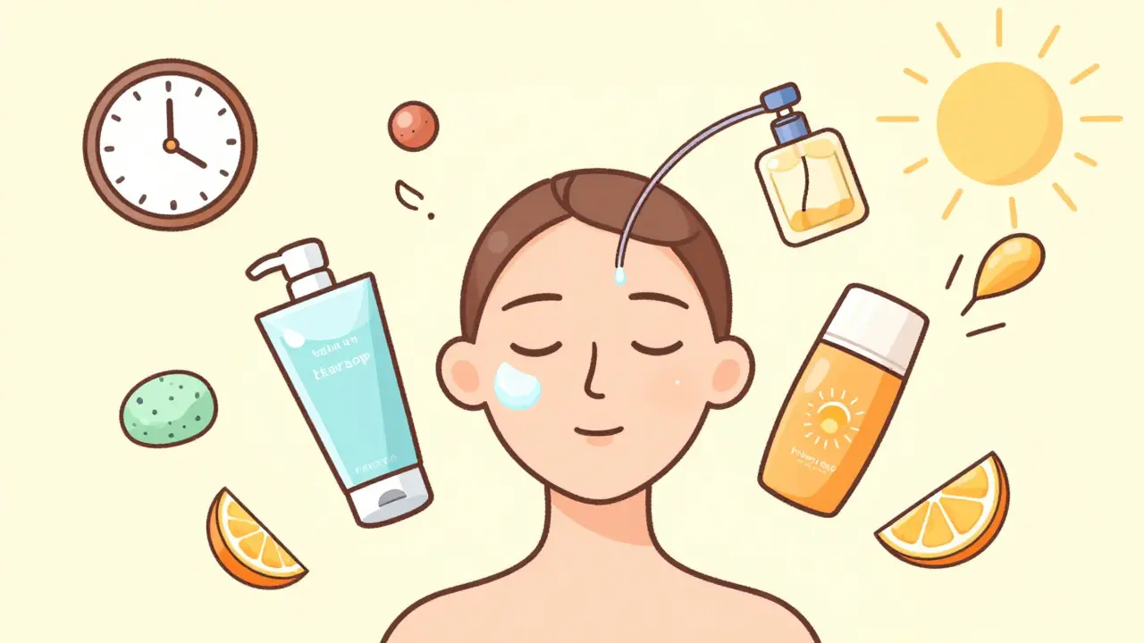 Простой уход за кожей: очищение, увлажнение и солнцезащита танцуют вместе, а вредные продукты убегают в страхе.
