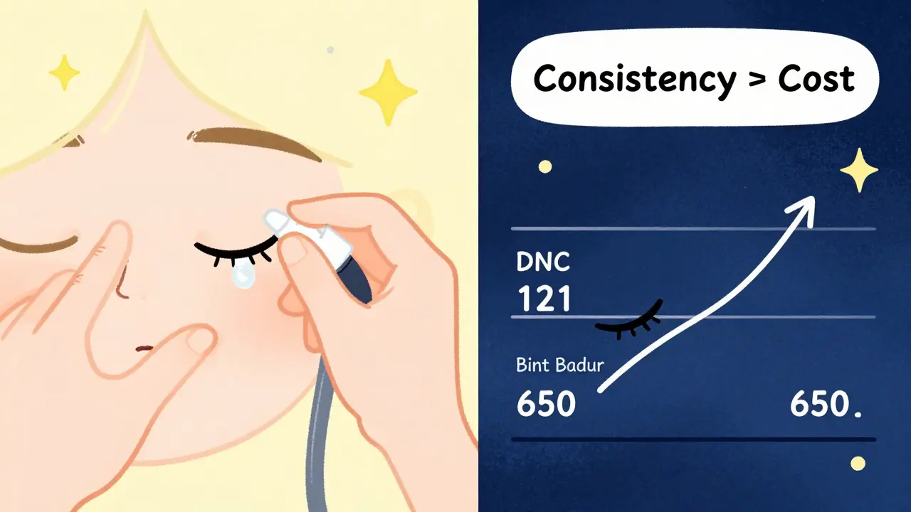 Ежедневный уход: утром — сквалан, вечером — касторовое масло, ресница растёт за ночь.