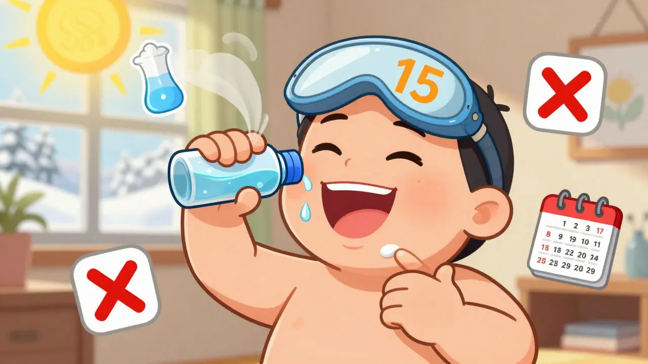 Счастливый человек с здоровыми губами, использующий увлажнитель и солнцезащитный бальзам, в стиле резиновой анимации.