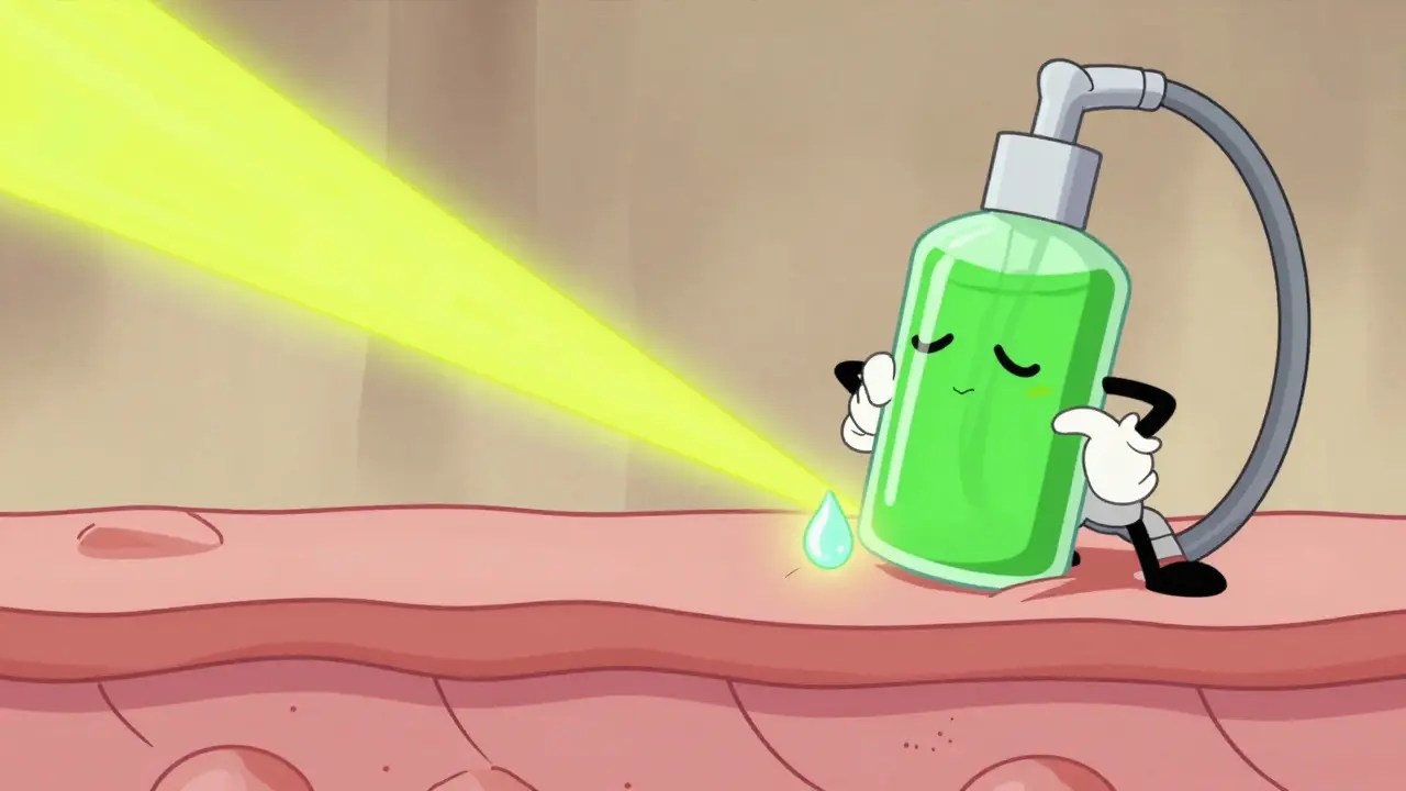 Олицетворенные лазер и пилинг в стиле ретро-мультфильма воздействуют на кожу