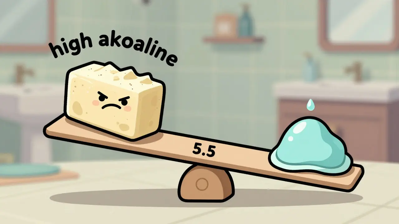 Стилизованные весы pH 5,5, показывающие баланс кожи в стиле старой анимации